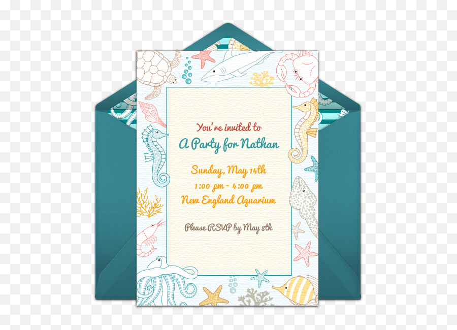 Free Under The Sea Birthday Online Invitation - Punchbowlcom Under The Sea Wedding Invitations Cover Png,Under The Sea Png