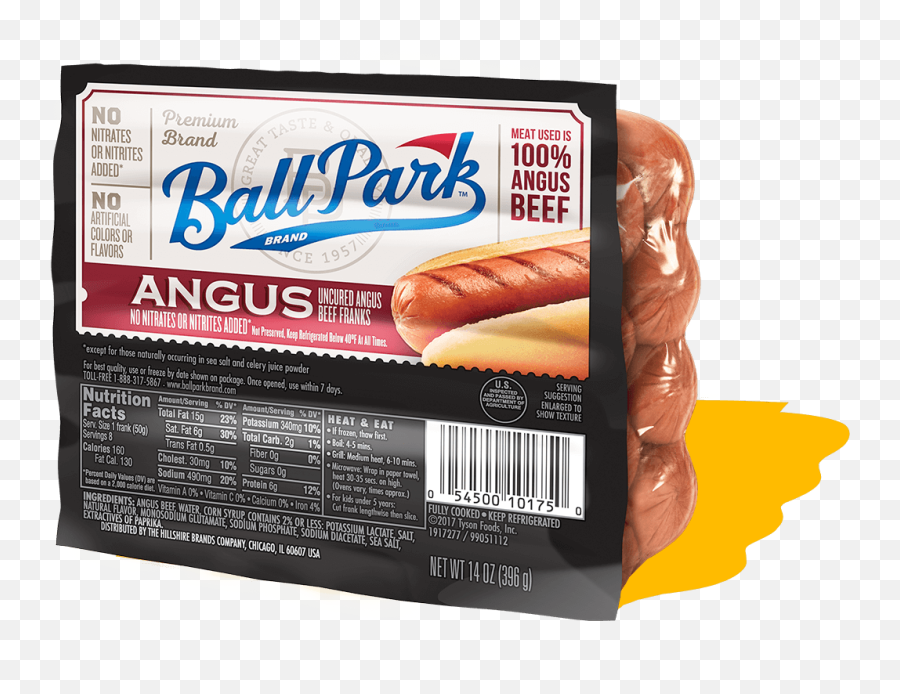Angus Beef Hot Dogs Ball Park Brand - Ball Park Angus Beef Franks Png,Hot Dog Transparent Background