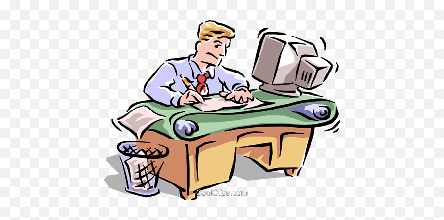 Download Office Royalty Free Vector Clip Art Illustration - Working Hard At Desk Png,Working Png