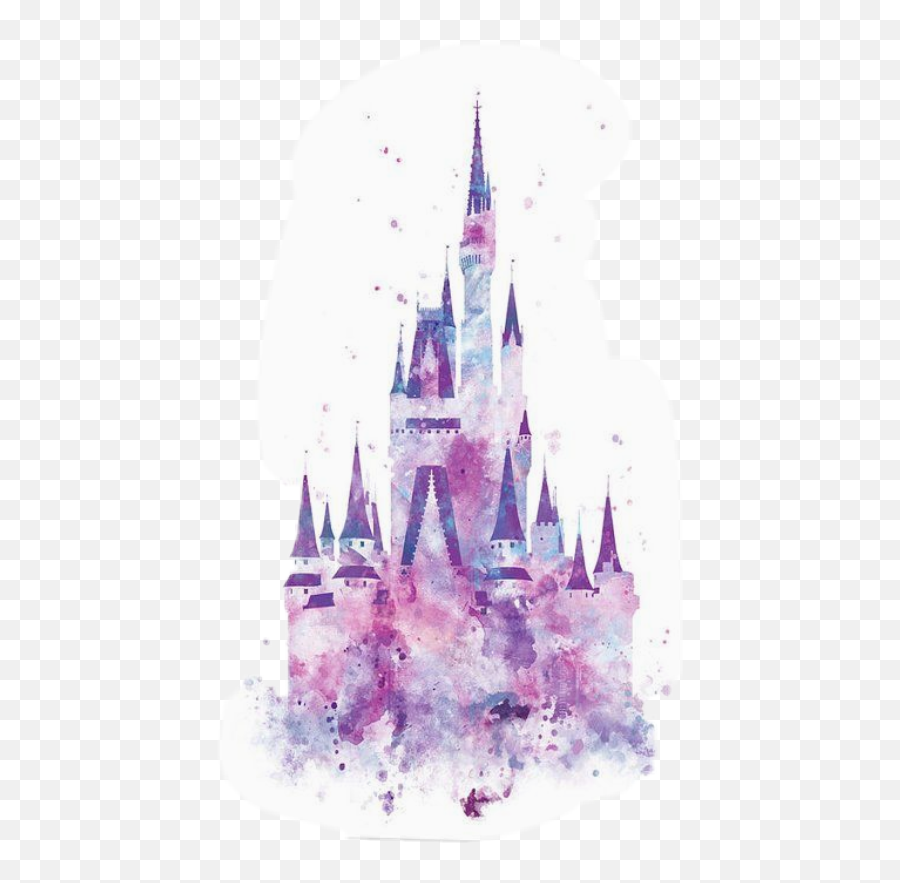 Download Watercolor Disney Castle Silhouette Png - Watercolor Print Castle,Disneyland Castle Png