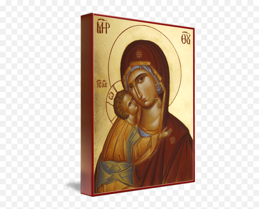 Sweet Kissing Theotokos By Julia Bridget Hayes - Religious Item Png,Greek Virgin Mary Icon