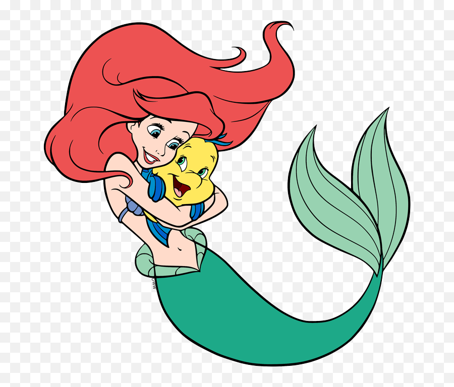 Ariel And Friends Clip Art 2 Disney Galore - Little Mermaid Hugging Flounder Png,Flounder Png