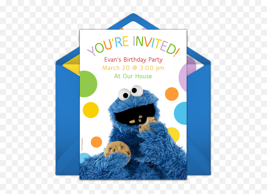 Free Cookie Monster Online Invitation - Punchbowlcom Cookie Monster Furchester Hotel Png,Cookie Monster Png