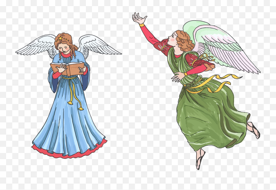 Two Female Angels Free Svg - Guardian Angel Transparent Background Png,Angels Png