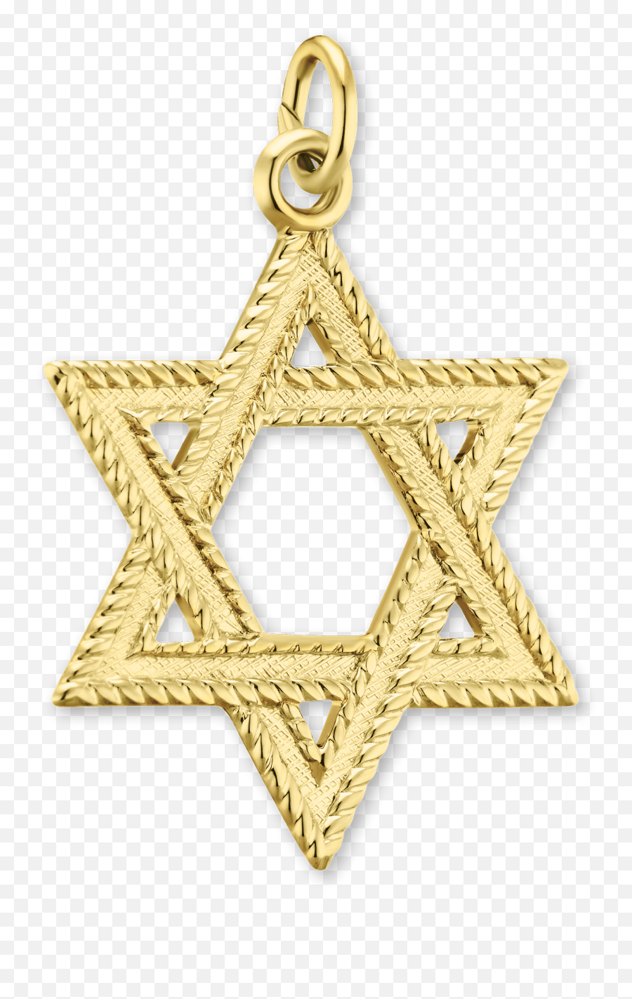 14k Gold Star Of David With Detailed Edge 27 Mm - Pendant Png,Gold Star Transparent