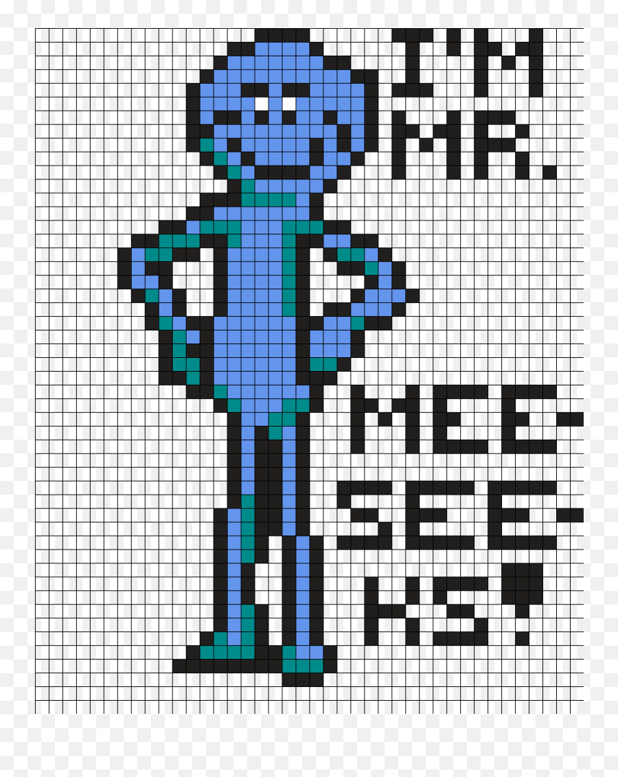 Download Rick And Morty Perler Bead Pattern - Mr Meeseeks Pixel Art Rick And Morty Png,Mr Meeseeks Png