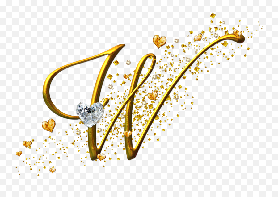Alfabeto Dorado Con Corazones Png - Letra W En Png Letra W Dourada Png,Corazones Png