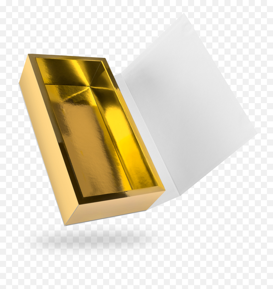 White Outside Gold Inside Rectangular Magnetic Box - Gift Box Rectangular Long Png,Gold Rectangle Png