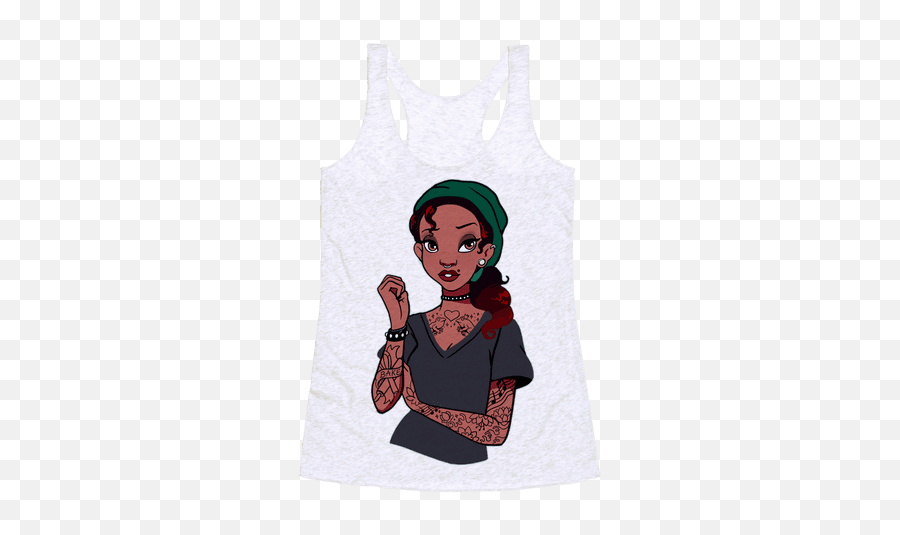 Punk Princess Tiana Parody Racerback Tank Top - Drawings Of Punk Princess Tiana Png,Princess Tiana Png