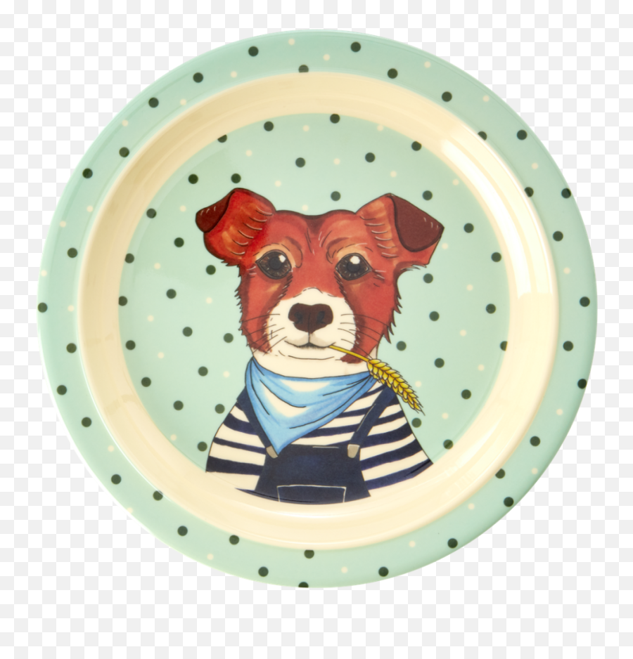 Pale Green Dog Print Melamine Kids Plate By Rice Dk - Kinderbord Melamine Png,Dog Print Png