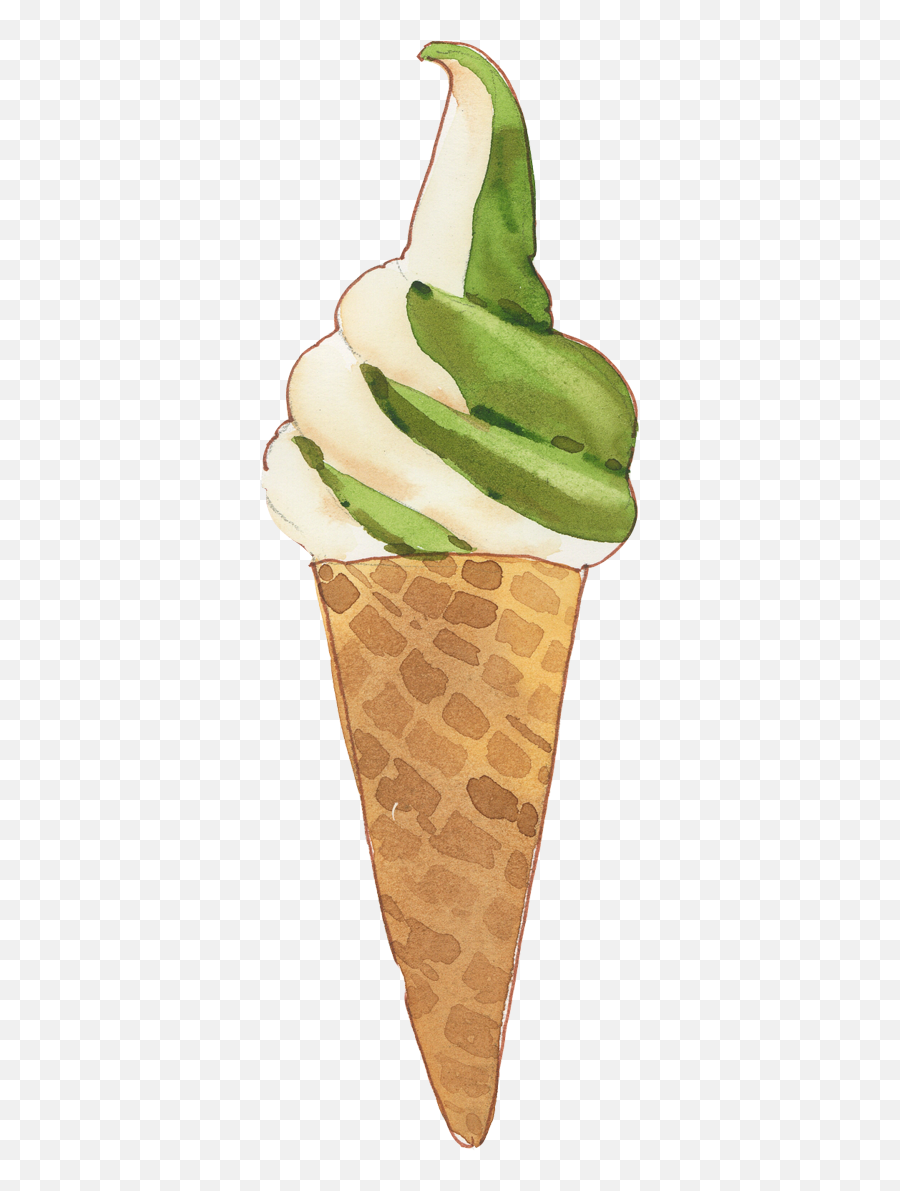Ice Cream Watercolor Element - Cone Png,Green Tea Ice Cream Icon
