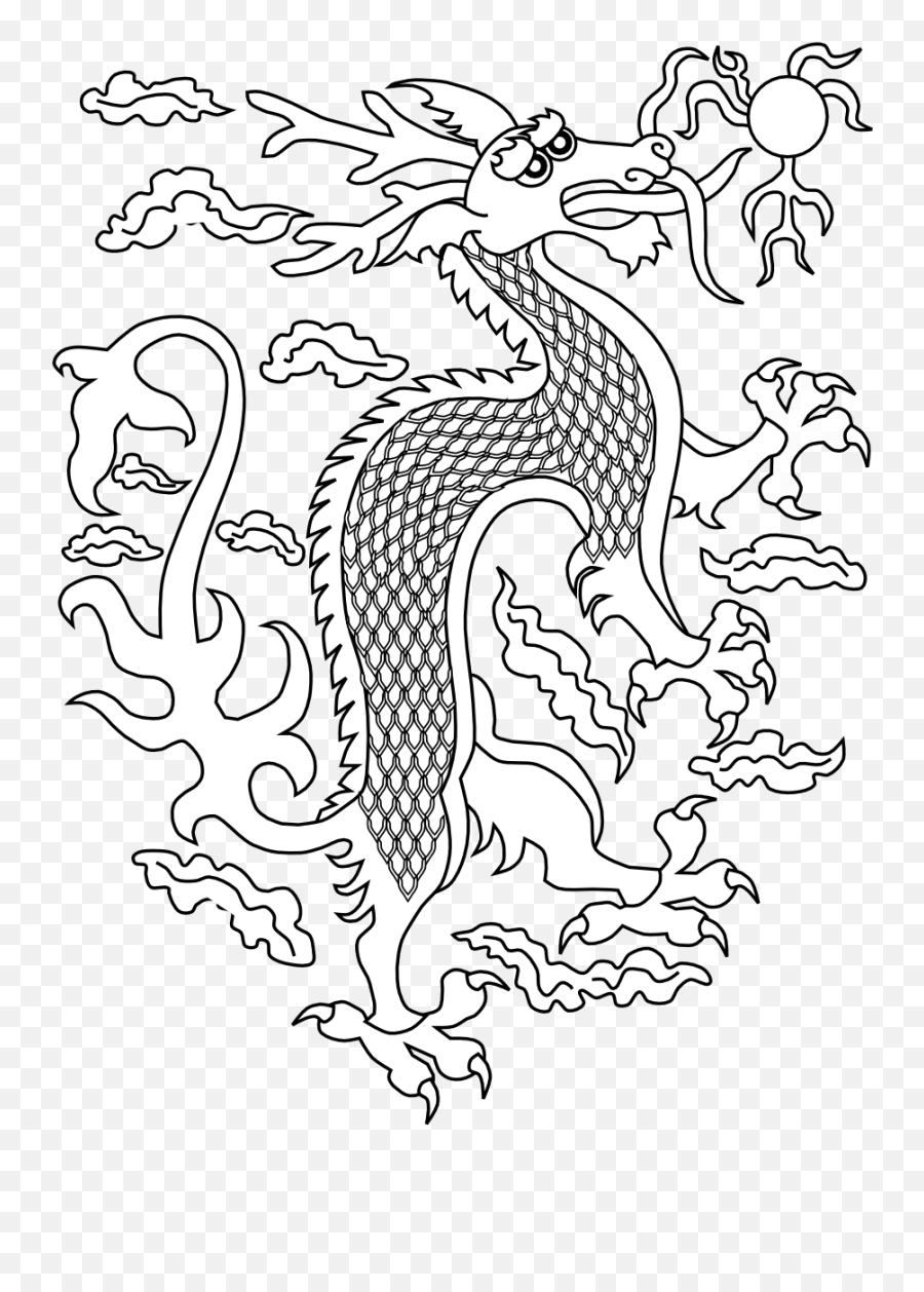 Beautiful Black And White Drawing Of The Chinese New Year - Happy New Year Dragon Coloring Png,Dragon Pixel Icon Black