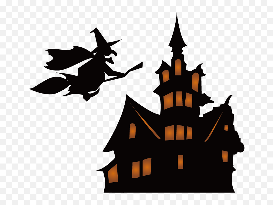 Halloween Silhouette Haunted House Png - Cartoon Haunted House Background,Witch Silhouette Png