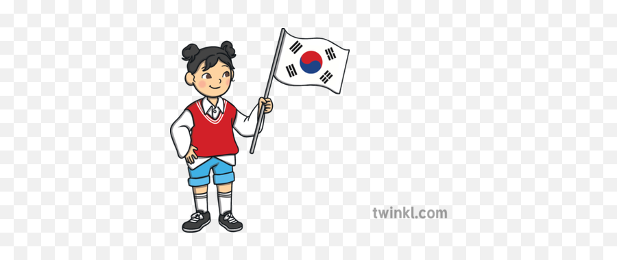 Children Holding South Korea Flag Child People Kids Open - Kid Cartoon Holding Flag Png,Korean Flag Png