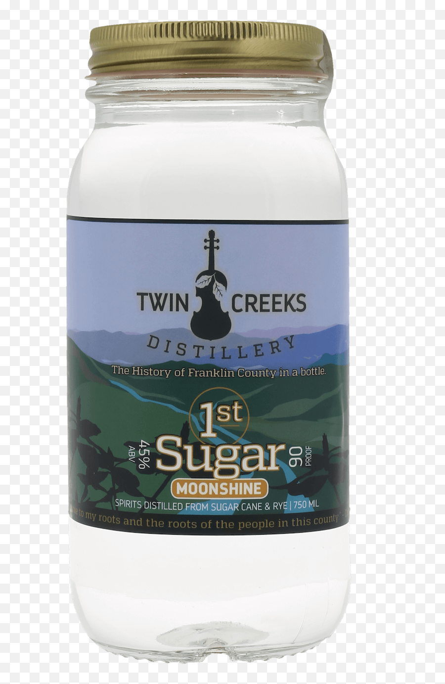 1st Sugar Moonshine - Twin Creeks Distillery Spirit Hub Glass Bottle Png,Moonshine Png