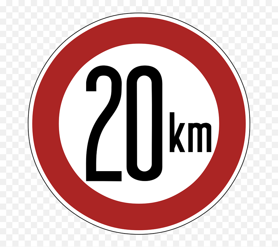 Speed Limit Sign 20 Km Twenty - Free Vector Graphic On Pixabay 20 Km H Speed Limit Signs Png,Speed Png