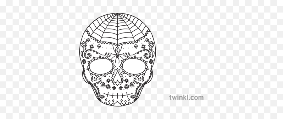 Sugar Skull Mask English 02 Ks1 Bw Rgb Illustration - Polar Pattern Of Horn Speaker Png,Sugar Skull Png