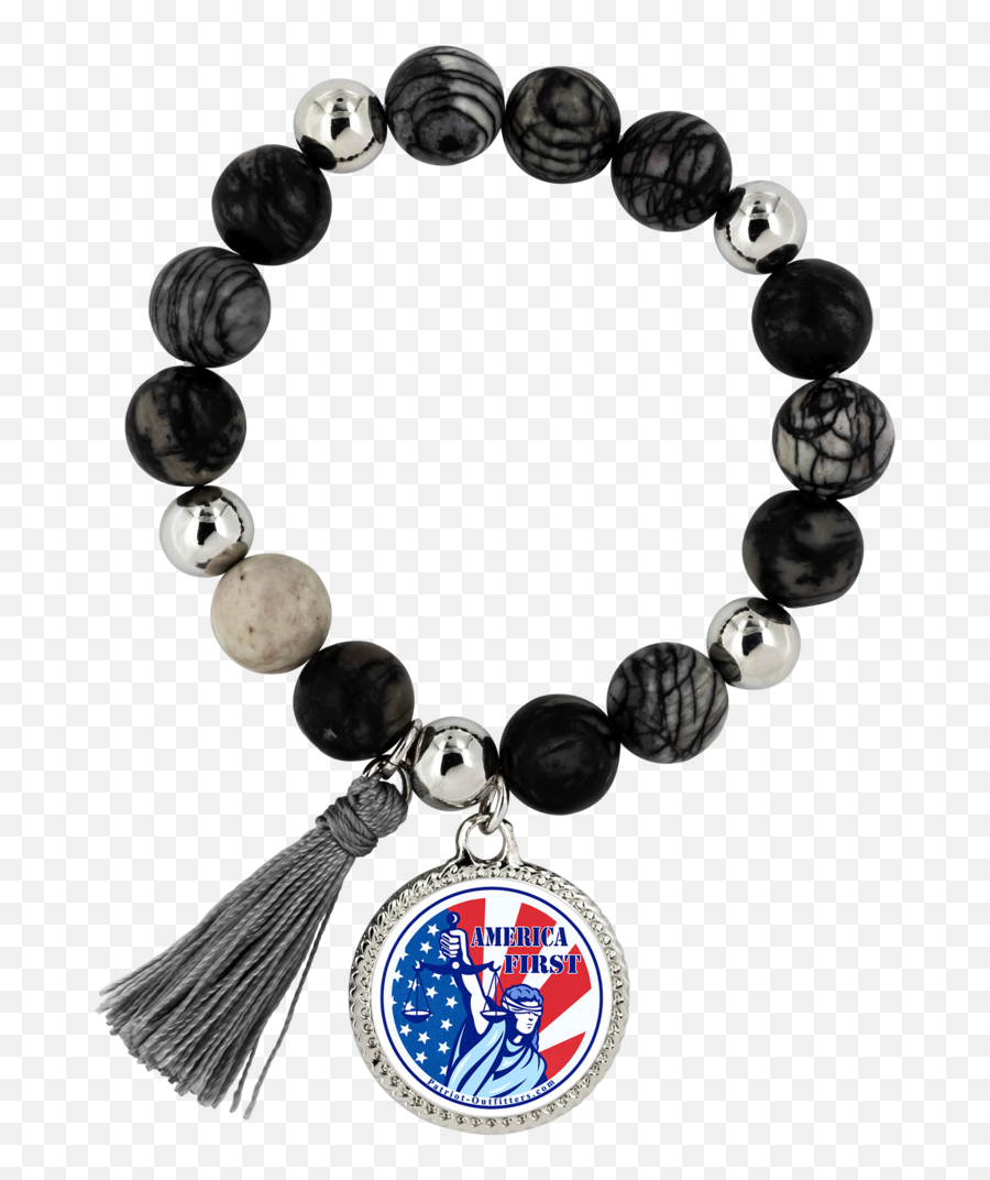 America First Charm - Lava Stone Bracelet Silver Png,Lady Justice Png