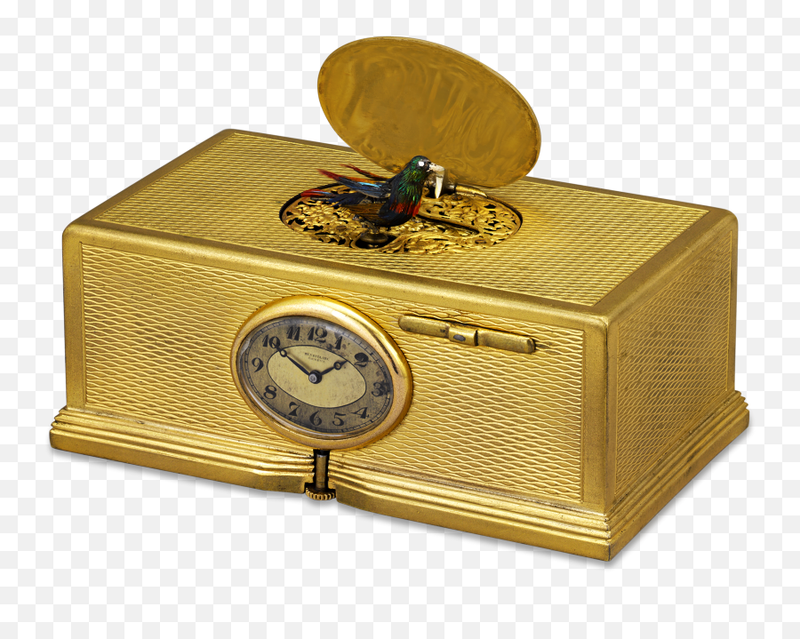 Download Gold - Plated Singing Bird Box And Clock Singing Cajas De Musica Con Oro Png,Gold Clock Png