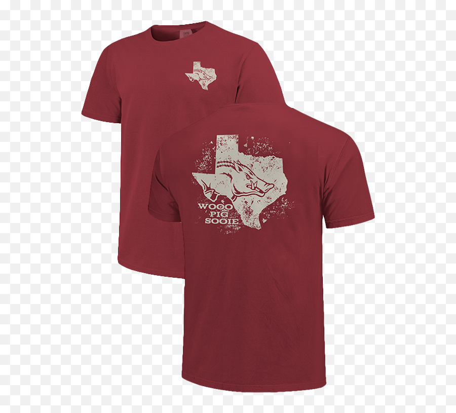 Official Arkansas Razorbacks Texas State Cutout Wooo Pig Sooie T - Shirt Arkansas Razorbacks Team Store Active Shirt Png,Texas State Png