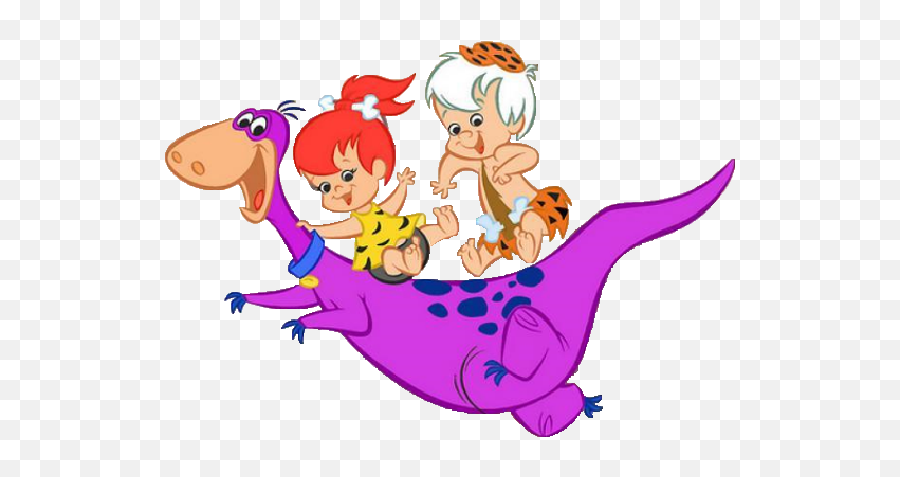 Bam Rubble And Pebbles Flintstone Riding Dino Png - Bam Bam Y Dino,Rubble Png