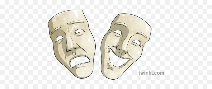 Greek Comedy Tragedy Masks Theatre Ancient Greece Ks2 - Greek Comedy And Tragedy Masks Png,Drama Masks Png