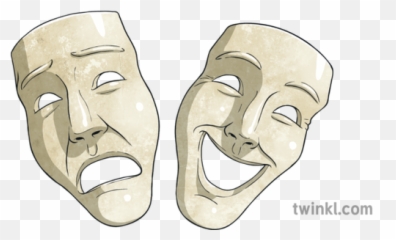 Greek Comedy Tragedy Masks Theatre Ancient Greece Ks2 - Greek Comedy And Tragedy Masks Png,Drama Masks Png
