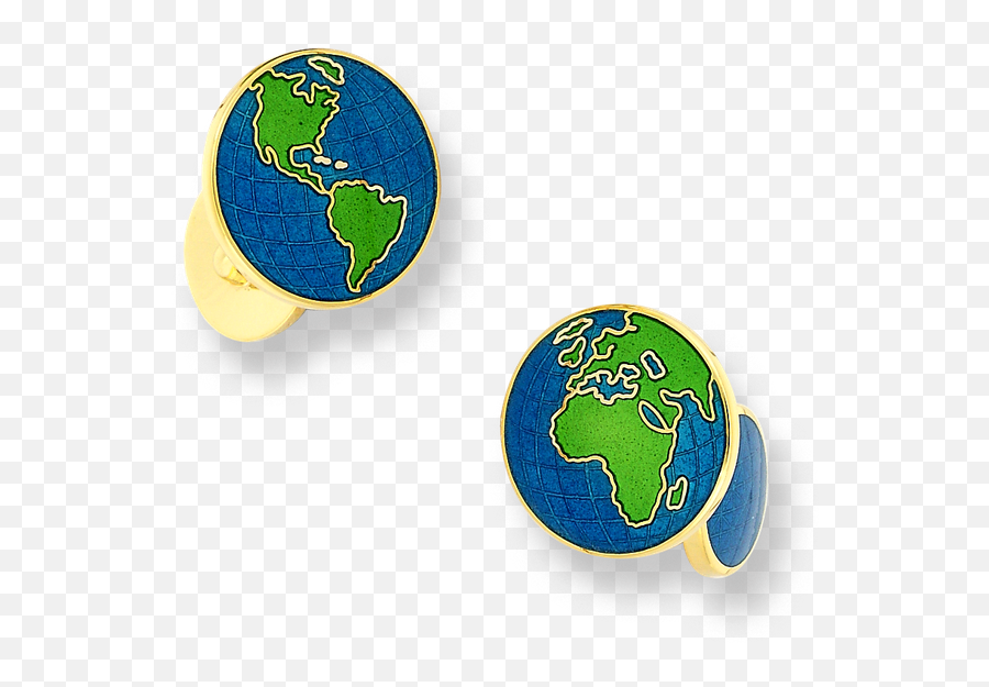 Nicole Barr Designs 18 Karat Gold Earth Cufflinks - Blue Earth Png,Gold Globe Png