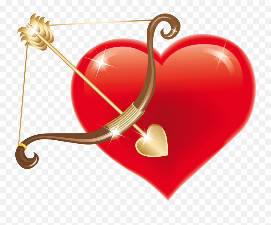 Red Heart With Cupid Bow Png Clipart Picture Valentine - Heart Cupids Bow And Arrow,Cupid Png