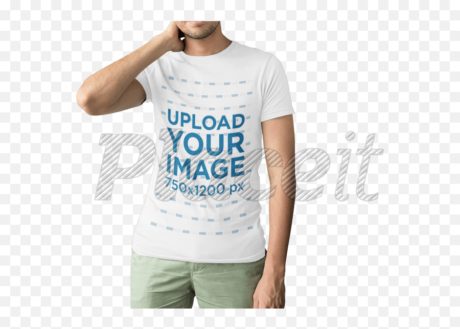 Tall Man With Cropped Face Wearing A T - Shirt Mockup While Standing Against A Transparent Background A15471 Active Shirt Png,Man Transparent Background