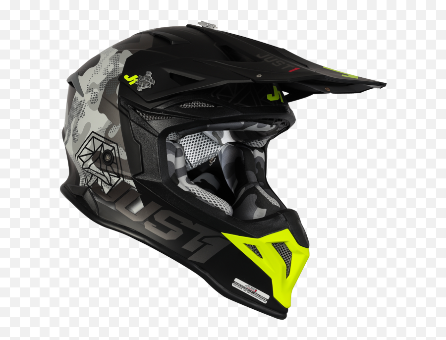 Just1 J39 Kinetic Camo Fluo Yellow Red Black Matt - Just1 J39 Kinetic Png,Icon Camo Helmet