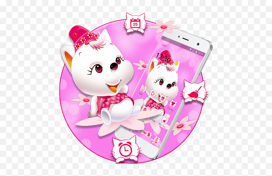 Pink Cartoon Cat Fairy Theme Apk 112 - Download Apk Latest Portable Communications Device Png,Pink Cat Icon