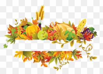 Thanksgiving Clip Art - Fall Flowers Fruit Border png Design Png