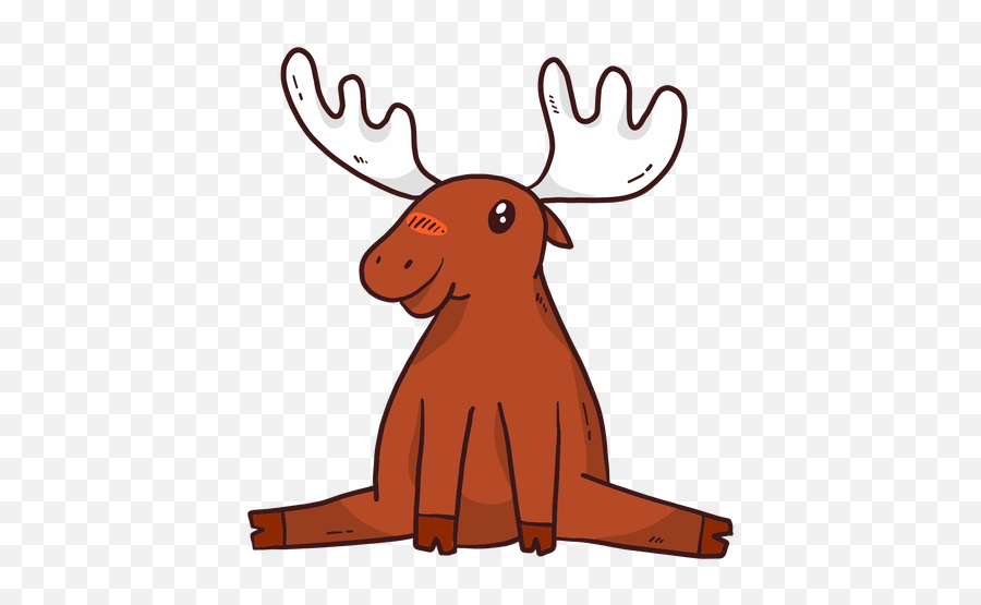 Cute Moose Elk Antler Sitting Splits Flat - Transparent Png Clip Art,Elk Png