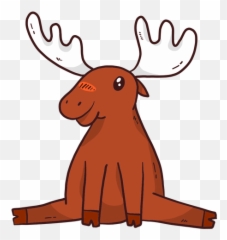 Cute Moose Elk Antler Sitting Splits Flat - Transparent Png Clip Art,Elk Png
