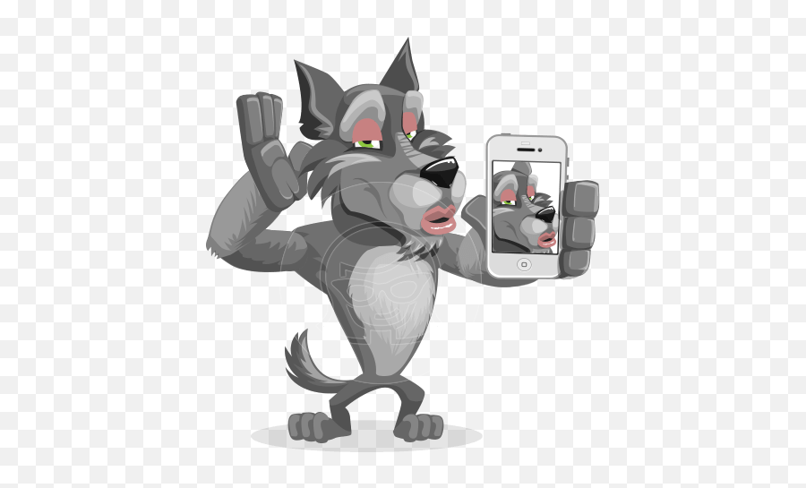 Pin By Jasmina Belanov - Animal Cartoon With Phone Png,Wolf Cartoon Png