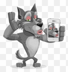 Pin By Jasmina Belanov - Animal Cartoon With Phone Png,Wolf Cartoon Png