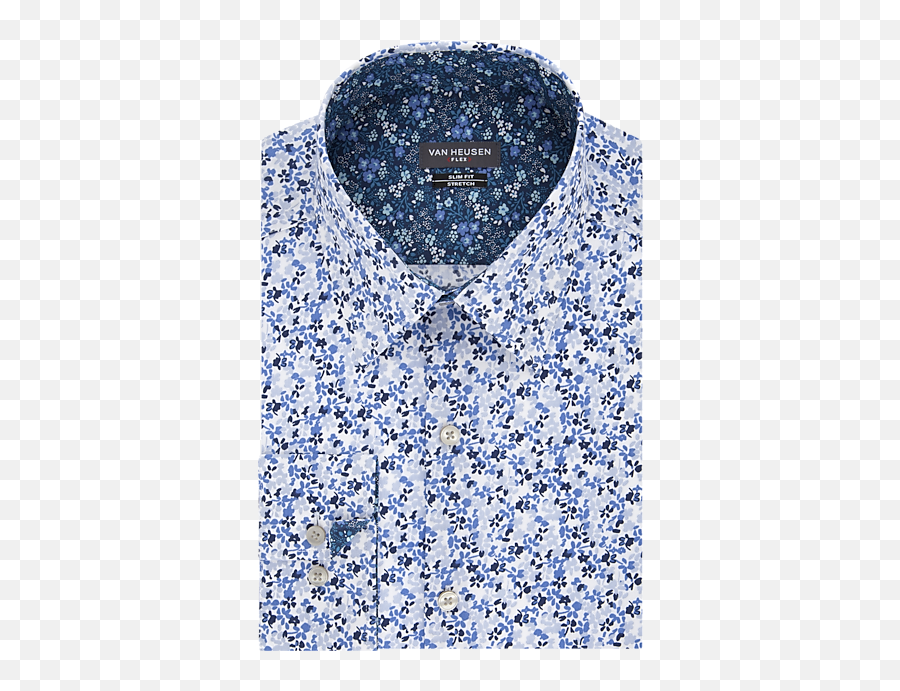 Van Heusen Flex Collar Blue Micro Floral Slim Fit Dress Shirt - Floral Dress Shirts Png,Dress Shirt Icon