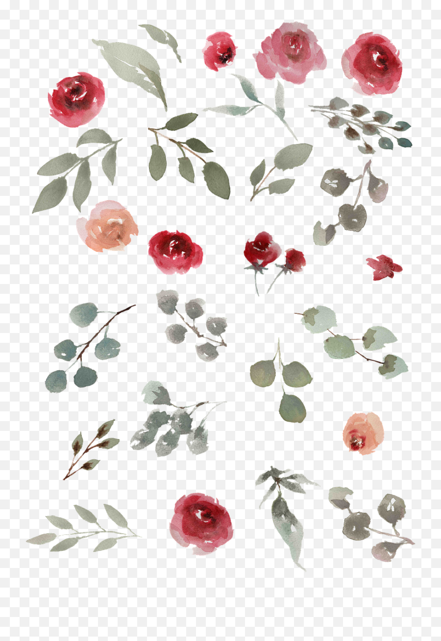 Watercolor Roses Green - Tiny Water Color Flowers Png,Watercolor Greenery Png