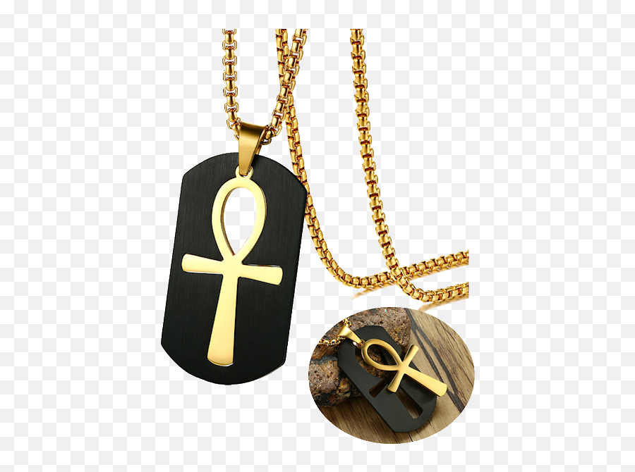 Download Removable Egyptian Ankh Necklace - Vnox Rock Punk Collier Egyptien Png,Ankh Png