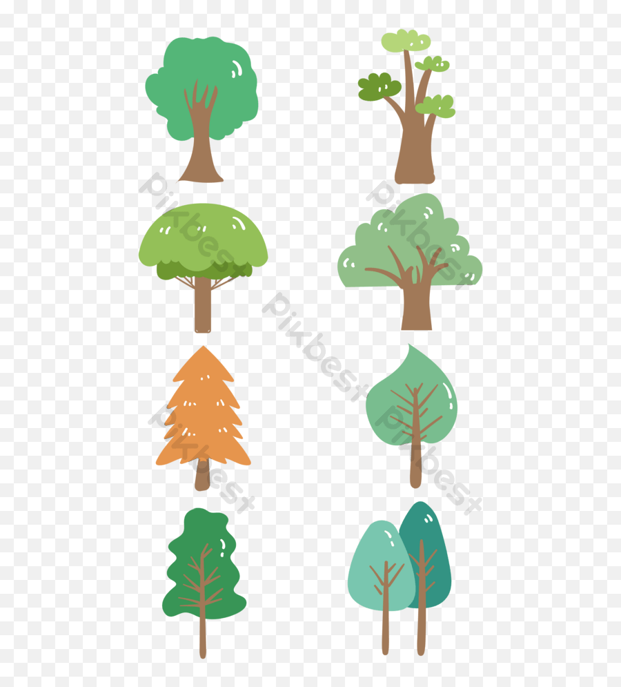 Cute Colored Cartoon Tree Png Images Ai Free Download Evergreen Icon