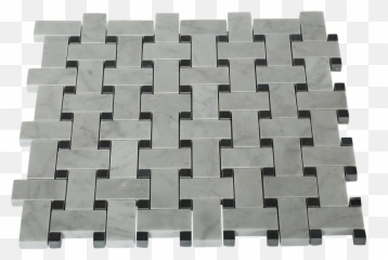 Trenza Basket Weave Carrara Marble Polished Mosaic Tile - Solid png