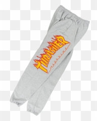 Download Thrasher Flame Sweatpants Grey - Pantalon Chandal Trasher Png,Thrasher Png