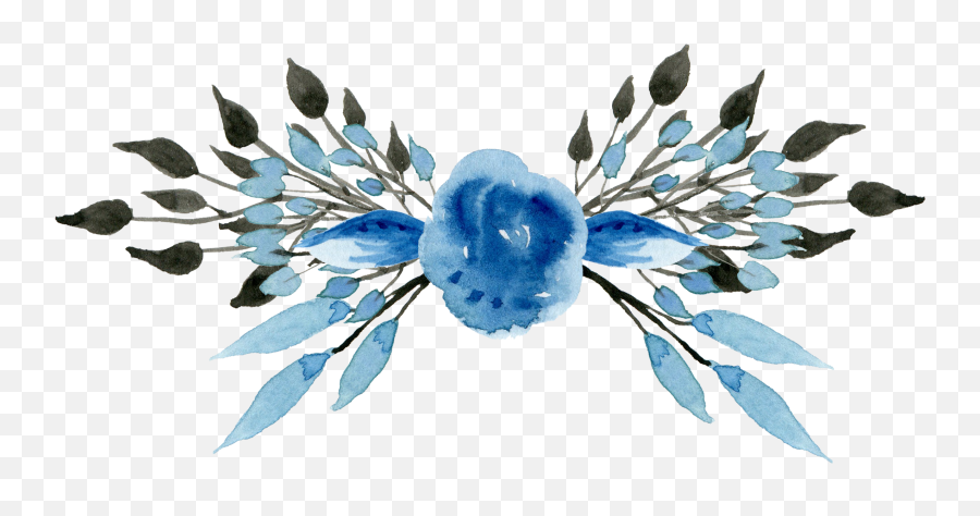 Wedding Invitation Blue Flower Clip Art - Hand Painted Blue Transparent Background Blue Watercolor Flowers Png,Flower Pattern Png