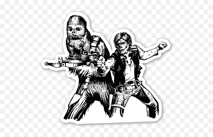 Chewbacca And Han Solo Skull Sticker - Star Wars Vector Han Solo Png,Chewbacca Png