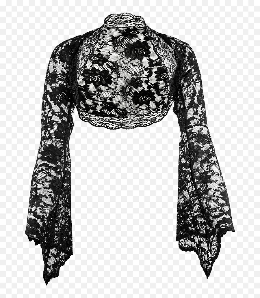 Black Lace Bolero - Bell Sleeve Lace Bolero Black Png,Black Lace Png