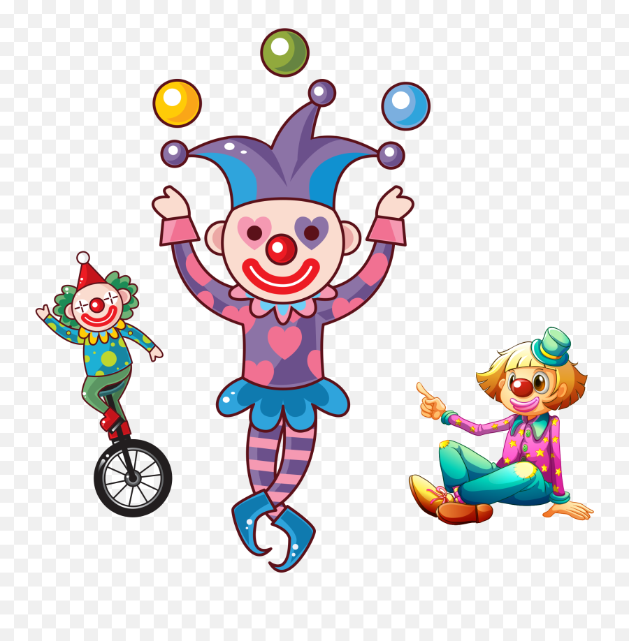 Hand Drawn Cartoon Cute Clown Decoration Vector - Cartoon Cartoon Cute Circus Clown Png,Clown Transparent