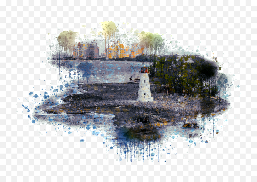 Lighthouse Art Sea - Painting Png,Lighthouse Transparent Background