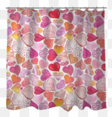Download Seamless Pattern With Watercolor Heart - Curtain Art Png,Watercolor Heart Png