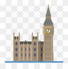 Big Ben And Houses Of Parliament Icon - Big Ben Flat Design Png,Big Ben Transparent